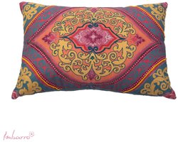Imbarro Home & Fashion kussen katoen rechthoek met Barok print paars blauw geel 40 x 60 cm Juhi