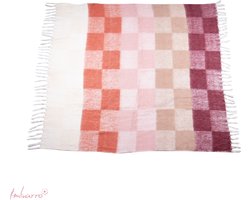 Imbarro Home & Fashion - Plaid - Blocks Ambra kleed - Wolmix 30%/70% - Multi, Rood, Roze - 130 x 170 cm - Deken