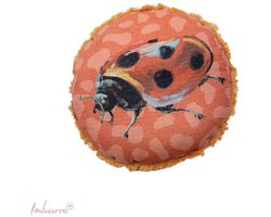 Imbarro Home & Fashion rond Velours kussen Ladybird 45 cm Oranje Rood Uit de serie Lovely Botanics