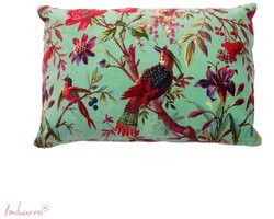 Imbarro Home & Fashion velvet kussen met paradise print in Grass groen kleur 30 x 50 cm
