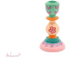 Imbarro Kandelaar Sweet Flower – Hout – Handbeschilderd Boho Design – 15 cm – Vrolijke Zomer Decoratie – Multi