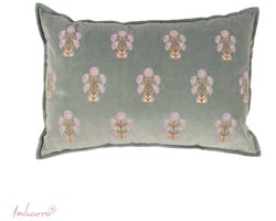 Imbarro - Kussen - Sierkussen - Fleurville- Velvet - Groen - 40x60cm