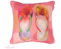 Imbarro - Kussen - Sierkussen - Flipflops - Slippers - Binnen kussen - Buitenkussen - P.E.T. - 45x45cm