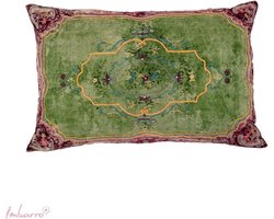 Imbarro - Kussen - Sierkussen - Jenna - Groen - 100 % katoen velvet - 40x60 cm