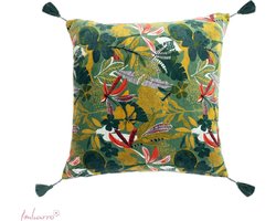 Imbarro - Kussen - Sierkussen - Merryl - Green - 100 % katoen velvet - 50x50 cm
