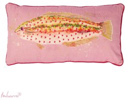 Imbarro - Kussen - Sierkussen - Neon - Vis - 35x70cm - 100% Katoen