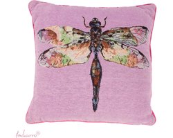 Imbarro - Kussen - Sierkussen - Serene - Dubbelzijdig - Libelle - Bloemen - 50x50cm - Robuust Katoen