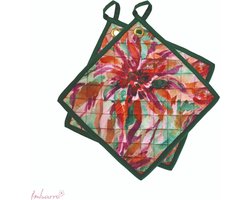 Imbarro - Pannenlappen 'Anemone' (25cm x 25cm, Set van 2)