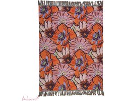 Imbarro - Plaid - Kleed - Throw - Peony - Jaquard - 130x170cm - Bloemen - Katoen