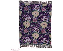 Imbarro - Plaid - Kleed - Throw - Violet - Jaquard - 130x170cm - Bloemen - Katoen