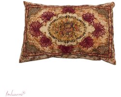 Imbarro - Sierkussen - Calla - Handgeborduurd - 40x60 cm - Vintage Bloemen - Meerkleurig - Katoen