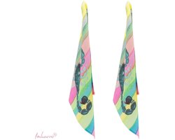 Imbarro Theedoeken Scorpio – Set van 2 – 100% Katoen – Multicolor – 70x70 cm – Keukendoeken – Zomerse Print
