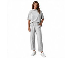 Imily Bela Dames Tweedelige Lounge Set met T-shirt en Wijde Broek