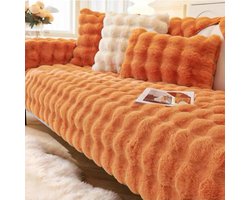 Imitatie Konijnenbont - Dikke Pluche Bank Hoes - Antislip - Orange - 70x180 cm