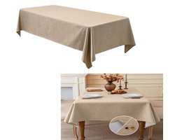 Imitatie linnen tafelkleed - Stoffen tafelkleed - 120*120 cm - Kreukvrij - Waterdicht en antislip - Gemakkelijk af te vegen - Gemakkelijk schoon te maken - Geschikt voor bruiloften, picknicks, feesten, vakantiediners, verjaardagen, cafés - Khaki