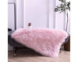 imitatie schapenvacht, langharig tapijt van imitatiebont, wollige decoratievacht om op de grond te leggen voor bed of bank (Maat: 60x90cm)