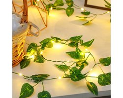 Imitatie wilgenblad lamp solar model, imitatie groene rotan lamp, koperdraad imitatie groene rotan lamp, imitatie buiten waterdichte binnenplaats balkon decoratieve lamp, 20 meter 20 lampen, stijl 2