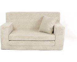 Imperatoris - 2-in-1 Kinderbank van Schuim - Uitklapbaar Kindersofa - Kinderzetel - Kinderfauteuil - Slaapbank voor Peuters - Peuterstoeltje - Kinderbankje - Kindermeubels voor Speelgoed - 43 x 83 x 47 cm - Beige