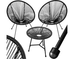 Imperatoris - 3-delige Tuinmeubelset met 2 Stoelen en 1 Tafel - Retro Egg Chairs - Tuintafel met Stoelen - Tuinstoelen - Tuinset - Tuinsets - Balkonset - Bistroset voor Buiten - Zwart