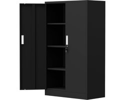 Imperatoris - Archiefkast met Afsluitbare Deuren en 3 Verstelbare Planken - Kantoorkast - Ladeblok Bureau - Dossierkast - Bureaukast - Opbergkast - Voorraadkast - Boekenkast - Bijzettafel - Armoire de Bureau - 40 x 80 x 136 cm - Zwart