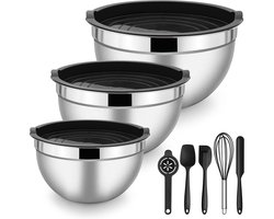 IMPERATORIS® Beslagkommen Set – Bewaarbak / Schalen Set – Beslagkom met Deksel – Mengkommen voor Beslag, Salades en Snacks – 1,2L/ 2,7L/ 4,5L