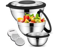 IMPERATORIS® Beslagkommen Set – Bewaarbak / Schalen Set – Beslagkom met Deksel – Mengkommen voor Beslag, Salades en Snacks – 4,6L/2,5L/0,7L