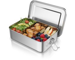 IMPERATORIS® Broodtrommel - Brooddoos - Brood Bewaardoos - Perfect voor Scholen Jongens en Meisjes - 1 Stuk - Zilver