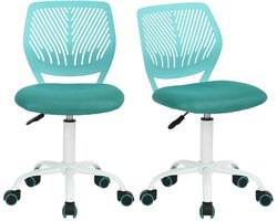 IMPERATORIS® Bureaustoel zonder Armleuningen – Draaistoel met Wielen – Linnen Bureaustoel met Lendensteun – Make-up Stoel / Fauteuil voor Slaap- en Studeerkamer - 2 stuks