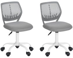 IMPERATORIS® Bureaustoel zonder Armleuningen – Draaistoel met Wielen – Linnen Bureaustoel met Lendensteun – Make-up Stoel / Fauteuil voor Slaap- en Studeerkamer - 2 stuks