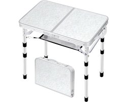 Imperatoris - Campingtafel Inklapbaar in 2 Hoogtes - Kampeertafel met Gaasrooster - Vouwtafel - Klaptafel Lichtgewicht - Opvouwbare Camping Tafel - Picknicktafel - Klein Campingtafeltje voor Buiten - Tuintafel - 60 x 40 x 60 cm - Wit