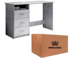 Imperatoris - Computertafel met Laden - Betonlook - Gaming Bureau - Gaming Desk - Compact Game Bureau - Computerbureau voor Thuiswerk en Gaming - 120 x 76 x 50 cm