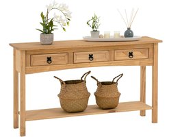 Imperatoris - Consoletafel met 3 Laden en 1 Legplank - Haltafel met Lades - Sidetable met Lades - Wandtafel - Console Tafel - Dressoirtafel - Sidetafel - Bijzettafel - Industrieel - 126 x 35 x 73 cm - Beige