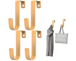 IMPERATORIS® Deurhaken - Kapstok Haken voor Deur - Zonder Boren - Voor Jassen, Handdoeken en Tassen - staal - Anti-kras - Set van 4 - Oranje