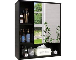 Imperatoris - Dressing Kasten met Spiegeldeur en Verstelbare Plank - Badkamerkast met Spiegel - Badkamer Kastje - Toilet en WC Meubel - 16 x 52.5 x 61.3 cm - Zwart