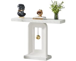 Imperatoris - Eigentijdse Marmeren Consoletafel met Slinger Vorm Basis - Haltafel - Sidetable - Wandtafel - Console Tafel - Dressoirtafel - Sidetafel - Bijzettafel - Industrieel - 100 x 30 x 82 cm - Wit