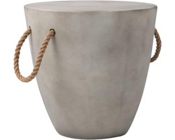 Imperatoris - Moderne salontafel - betonnen bijzettafel - woonkamermeubel - betonlook - betonnen tafel voor de woonkamer - industrieel design - tafel voor tuin- met Hennep Touw - 43.2x43.2 cm- lichtgrijs