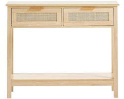 Imperatoris - Verpletterde Diamant Gespiegelde Consoletafel met 2 Rotan Laden en Rek - Haltafel met Lades - Sidetable met Lades - Wandtafel - Console Tafel - Dressoirtafel - Sidetafel - Bijzettafel - Industrieel - 100 x 30 x 82 cm - Eiken