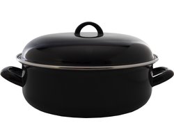 Imperial Kitchen Braadpan met deksel - Emaille - Zwart - Ø 24 cm