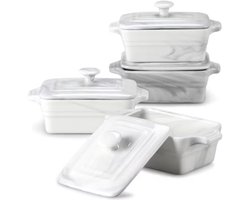 Imperial Ovenschaal – Marmer Look – 390ML – Braadslede – Rechthoekige schaal – 4 stuks – Hoogwaardige kwaliteit