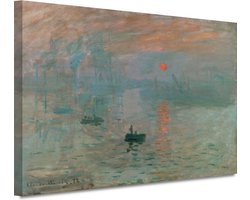 Impressie, zonsopkomst - Claude Monet schilderij - Zonsopgang schilderij - Canvas schilderij Natuur - Vintage schilderij - Schilderijen canvas - Decoratie kamer 60x40 cm