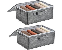 IMstore - Opbergmanden - Organizer Box - Ruimtebesparend - Grijs - Voor Kleding Speelgoed - Geschikt voor Thuis en Kasten