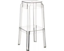 In And OutdoorMatch Barkruk Granville - Zonder rugleuning - Set van 1 - Ergonomisch - Barstoelen voor keuken of kantine - Vierkant - Transparant - Zithoogte 75cm