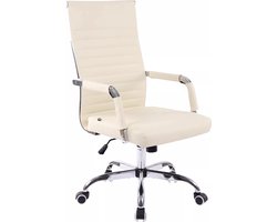 In And OutdoorMatch Bureaustoel Allie - Beige Kunstleer - Met Rugleuning en Armleuning - Ergonomisch - Hoogte Verstelbaar - 46x49x106cm