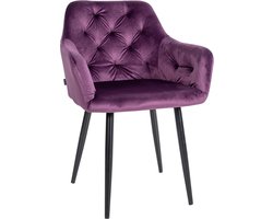 In And OutdoorMatch Eetkamerstoel Delilah - Paars - Fluweel - Hoogwaardige Bekleding - Stijlvolle Eetkamerstoel - Luxe Vintage Look