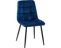 In And OutdoorMatch Eetkamerstoel Josiah - Blauw - Stof - Hoge kwaliteit bekleding - Fluwelen Eetkamerstoel - Moderne look