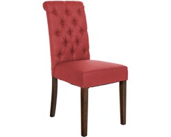 In And OutdoorMatch Eetkamerstoel Wouter - Rood - Eetkamerstoel - Stof - Hoge kwaliteit bekleding - Antieke Stijl Stoel - Luxe Eetkamerstoel