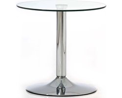 In And OutdoorMatch Glazen Tafel Stephani - Ø 50 cm - Glas en Metaal - Chroomlook - Opvallend design