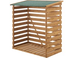 In And OutdoorMatch Houten Brandhoutrek Adella - Houtopslag - 116x64x123 cm - Grenen en Bitumen - Klassiek Design
