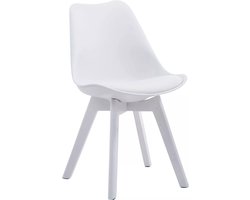In And OutdoorMatch Leren vergaderstoel Gregg - Wit - Zonder armleuning - Bezoekersstoel - Kantinestoel - Wachtkamerstoel - Eetkamerstoel - 47cm