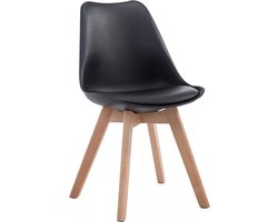 In And OutdoorMatch Leren vergaderstoel Ronaldo - Zwart hout - Zonder armleuning - Bezoekersstoel - Kantinestoel - Wachtkamerstoel - Eetkamerstoel - 47cm